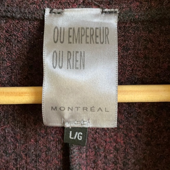 Burgundy Cardigan by Ou Empereur ou Rien, Size L - Picture 4 of 14